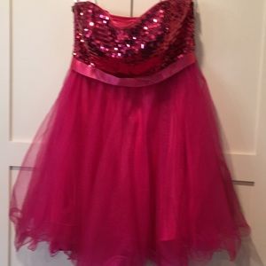 Short prom party formal dress fuchsia sparkly 12